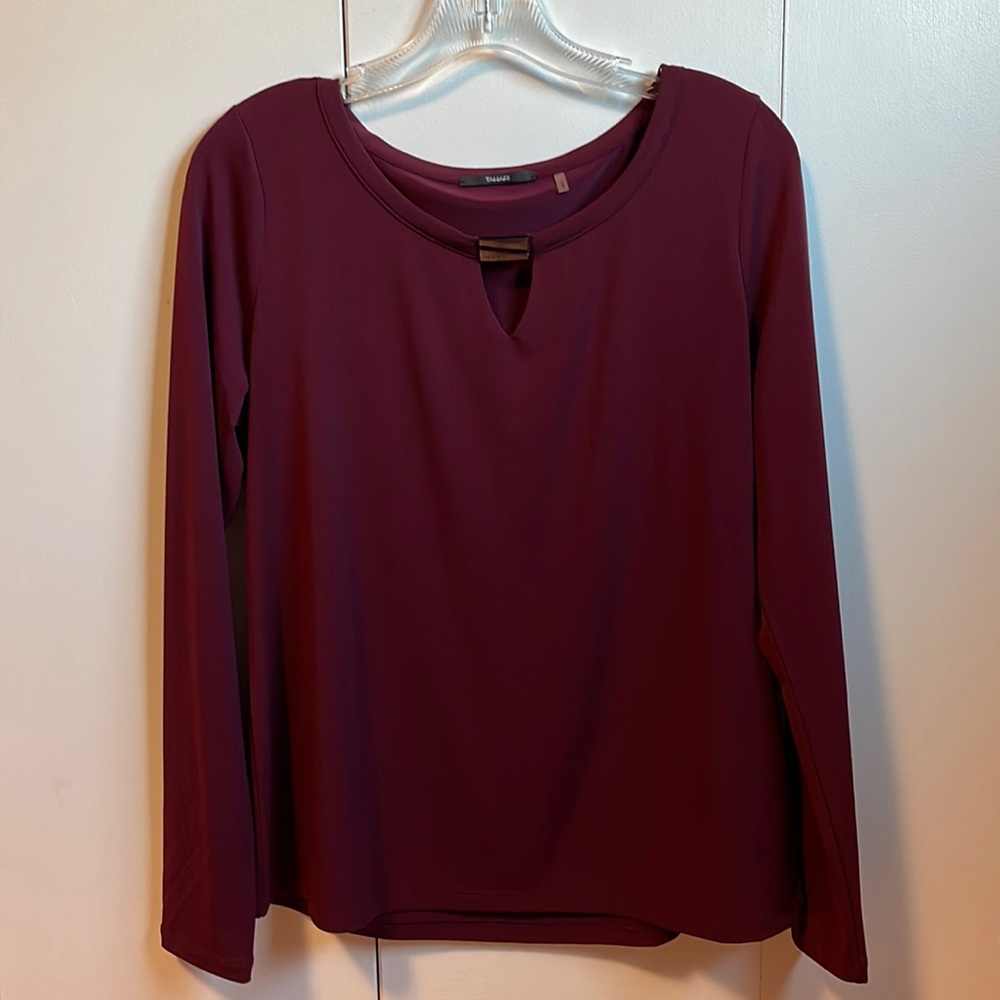 Burgundy Keyhole Tahari Blouse Medium
